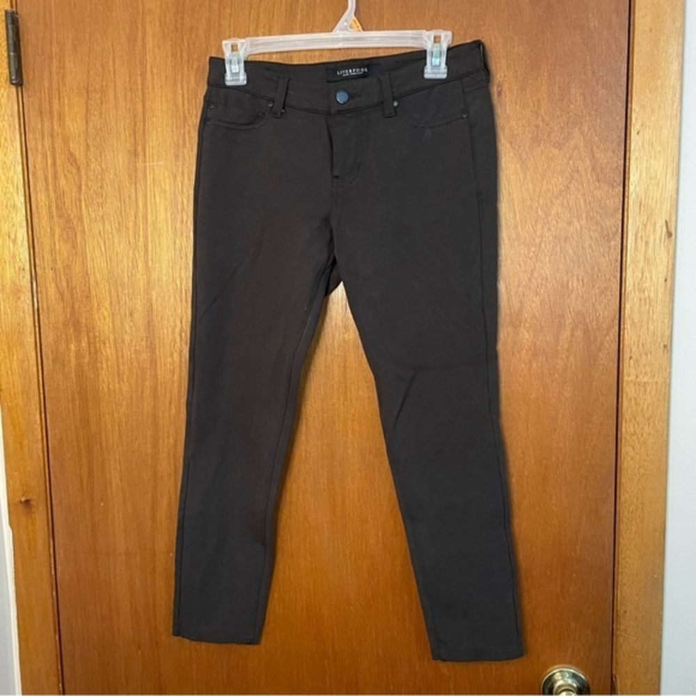 Liverpool jeans company womans brown pants size 2P dark‎ chocolate 2/26 skinny